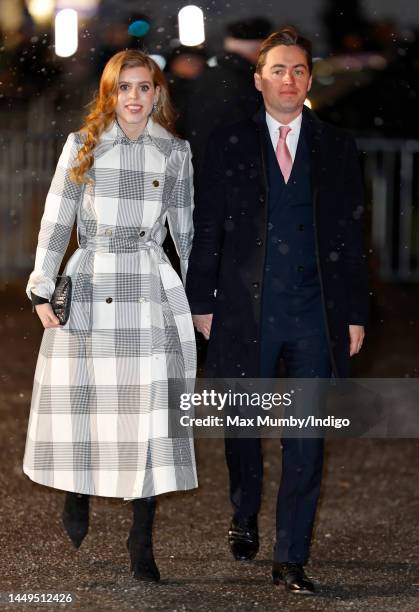 Princess Beatrice and Edoardo Mapelli Mozzi attend the 'Together at Christmas' Carol Service at Westminster Abbey on December 15, 2022 in London,...