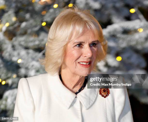 Camilla, Queen Consort attends the 'Together at Christmas' Carol Service at Westminster Abbey on December 15, 2022 in London, England. Spearheaded by...