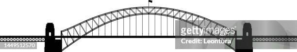 stockillustraties, clipart, cartoons en iconen met sydney harbor bridge - sydney skyline vector
