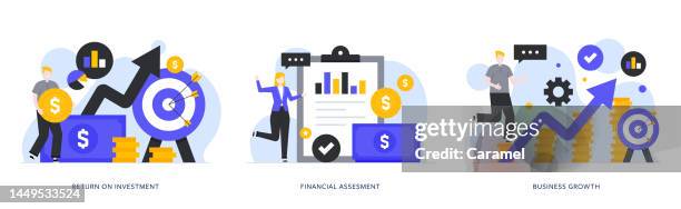 roi, assessment, growth illustrations for web and mobile. - account manager stock illustrations