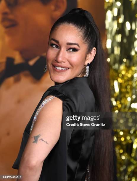 Orianka Kilcher arrives at the "Babylon" Global Premiere Screening at Academy Museum of Motion Pictures on December 15, 2022 in Los Angeles,...