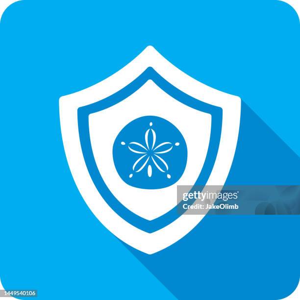 shield sand dollar icon silhouette 2 - water pool stock illustrations