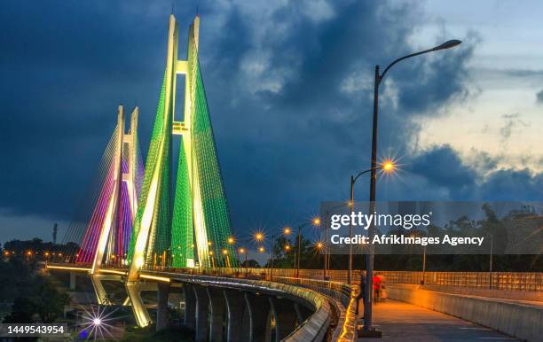 The 15 August 1960 bridge in Brazzaville at nightfall, February 17, 2018.