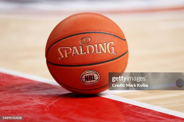 General view is seen of the match ball during the round 11 NBL match between Illawarra Hawks and Sydney Kings at WIN Entertainment Centre, on...