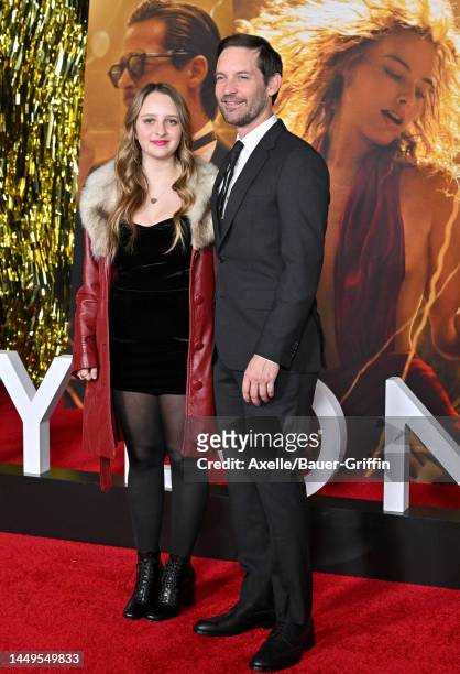 Ruby Sweetheart Maguire and Tobey Maguire attend the "Babylon" Global Premiere Screening at Academy Museum of Motion Pictures on December 15, 2022 in...