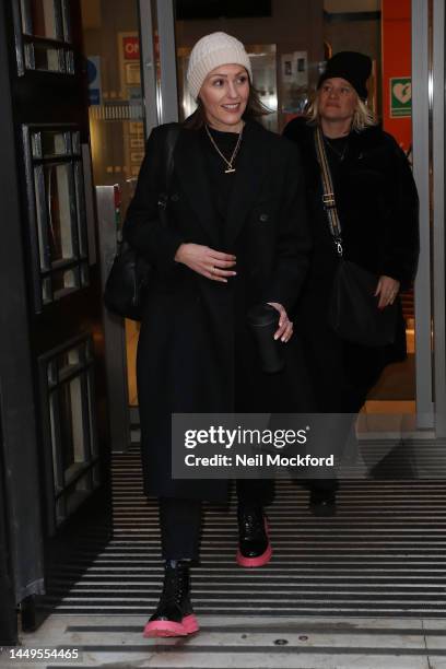 Suranne Jones leaving BBC Radio 2 Studios on December 16, 2022 in London, England.