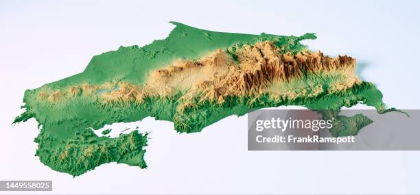 costa rica topographic map 3d view isolated - costa rica map stock pictures, royalty-free photos & images