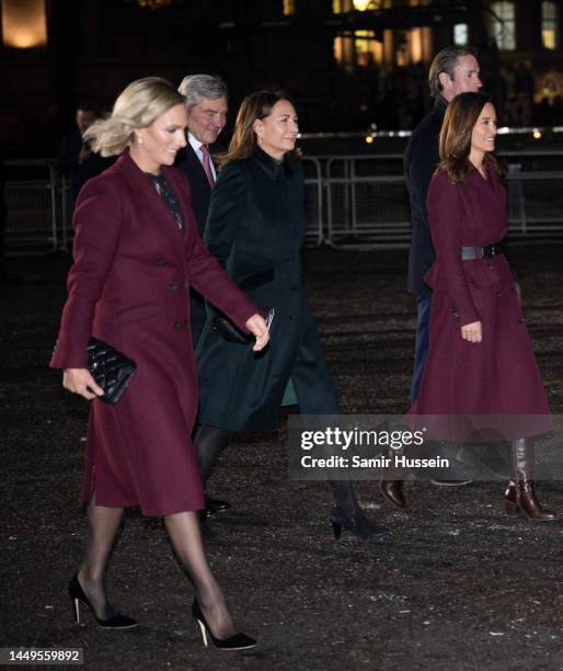 Zara Phillips, Michael Middleton, Carole Middleton, Pippa Middleton, James Matthews attend the 'Together at Christmas' Carol Service at Westminster...