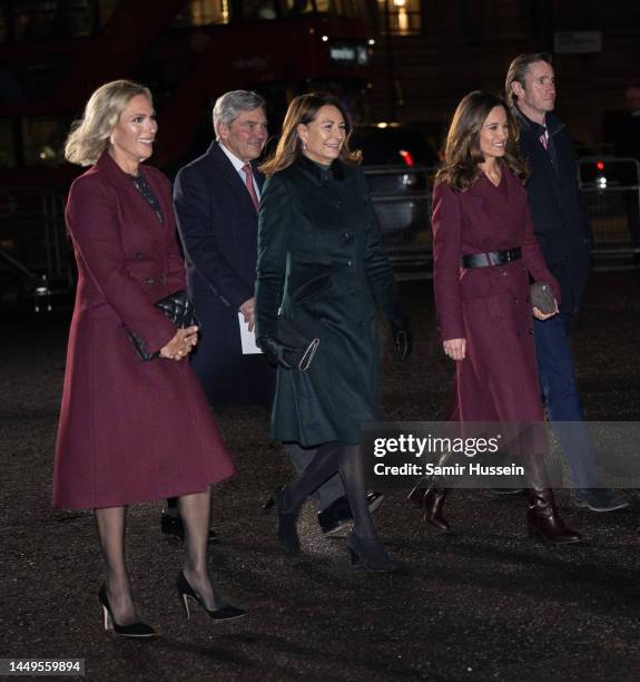 Zara Phillips, Michael Middleton, Carole Middleton, Pippa Middleton, James Matthews attend the 'Together at Christmas' Carol Service at Westminster...