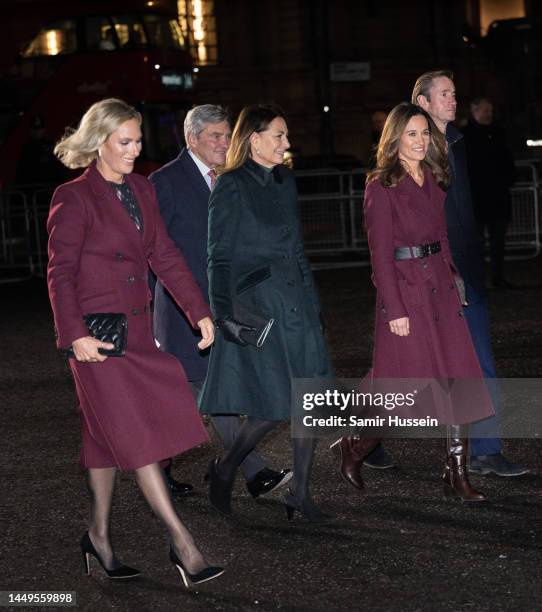 Zara Phillips, Michael Middleton, Carole Middleton, Pippa Middleton, James Matthews attend the 'Together at Christmas' Carol Service at Westminster...