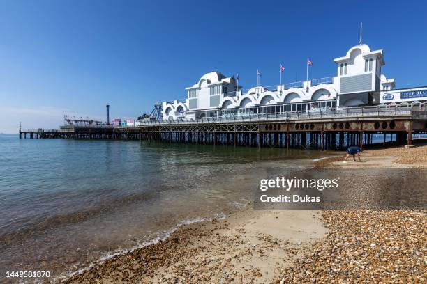 England, Hampshire, Portsmouth, Southsea, Southsea Beach and Pier.