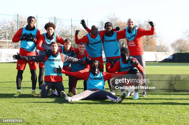 Winning team L to R Mohammed Salisu, Samuel Edozie, Romain Perraud, Lewis Payne, Ryan Finnagan, Sekou Mara, Moussa Djenepo, Ibrahima Diallo, Armel...