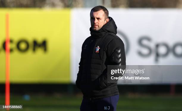 Southampton manager Nathan Jones during a Southampton FC training session at the Staplewood Campus on December 16, 2022 in Southampton, England.