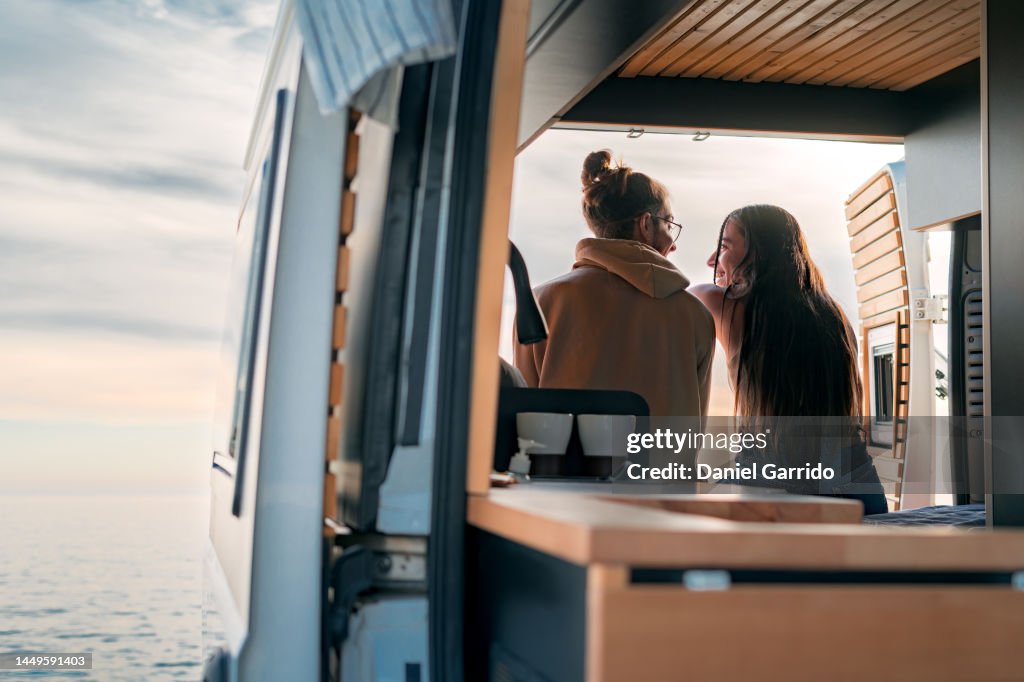 Couple in love living in a campervan, Valentine's Day, love in a campervan