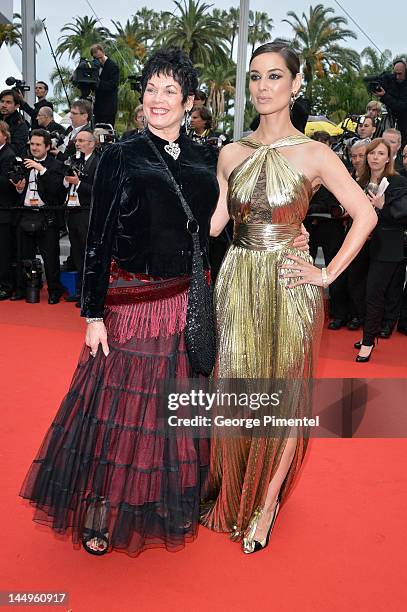 Actresses Martine Beswick and Berenice Marlohe attend the "Vous N'avez Encore Rien Vu" Premiere during the 65th Annual Cannes Film Festival at Palais...