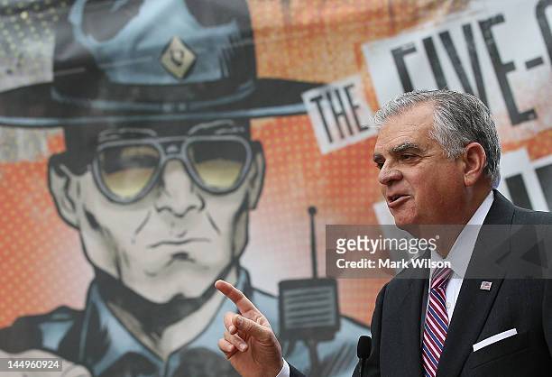 Transportation Secretary Ray LaHood speaks during a news conference to launch the annual "Click It or Ticket" campaign on May 21, 2012 in Washington,...