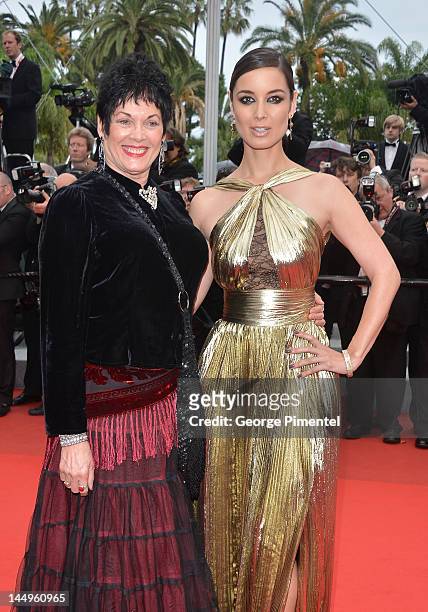 Actresses Martine Beswick and Berenice Marlohe attend the "Vous N'avez Encore Rien Vu" Premiere during the 65th Annual Cannes Film Festival at Palais...