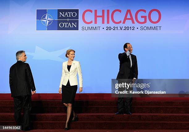 President of France Francois Hollande , Prime Minister of Denmark Helle Thorning-Schmidt and Chancellor of Austria Werner Faymann depart following...