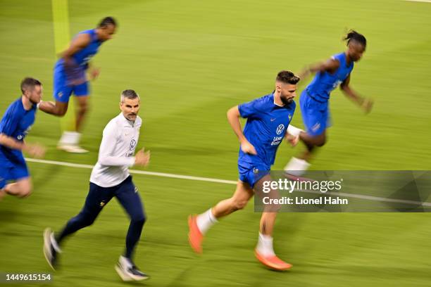 Olivier Giroud of France during the France National Team Training Session at Al Sadd SC on December 16, 2022 in Doha, Qatar.