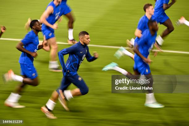 Kylian Mbappé of France during the France National Team Training Session at Al Sadd SC on December 16, 2022 in Doha, Qatar.