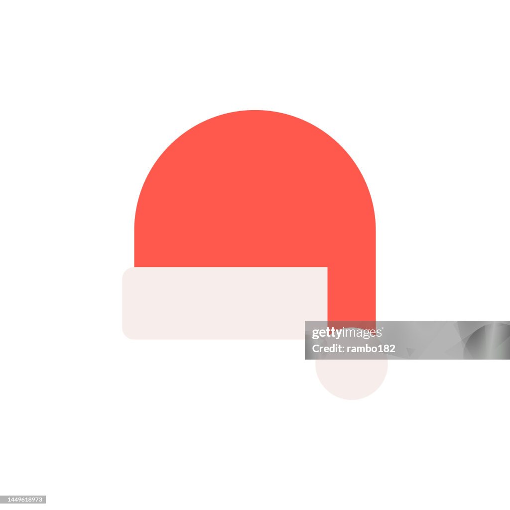 Santa Claus Hat Flat Design Style Vector Icon. Pixel Perfect. For Mobile and Web.