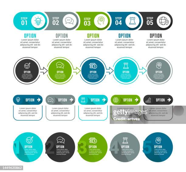 set of infographic element - 4 step stock illustrations