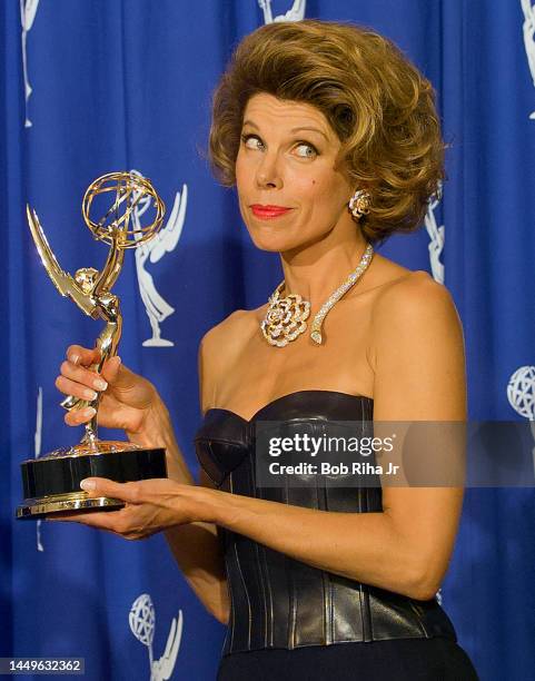 Winner Christine Baranski backstage at the Emmy Awards Show, September 10,1995 in Pasadena, California.