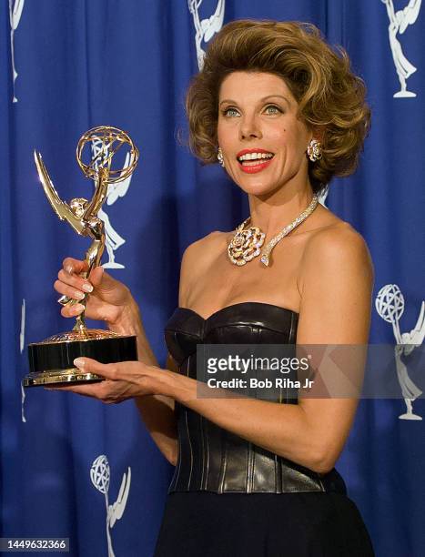 Winner Christine Baranski backstage at the Emmy Awards Show, September 10,1995 in Pasadena, California.