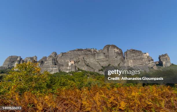 Autumn colors at Meteora valley on October 28, 2022 in Meteora, Greece.