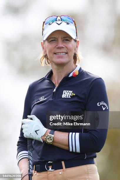 Annika Sorenstam of Sweden looks on during the pro-am prior to the PNC Championship at Ritz-Carlton Golf Club on December 16, 2022 in Orlando,...