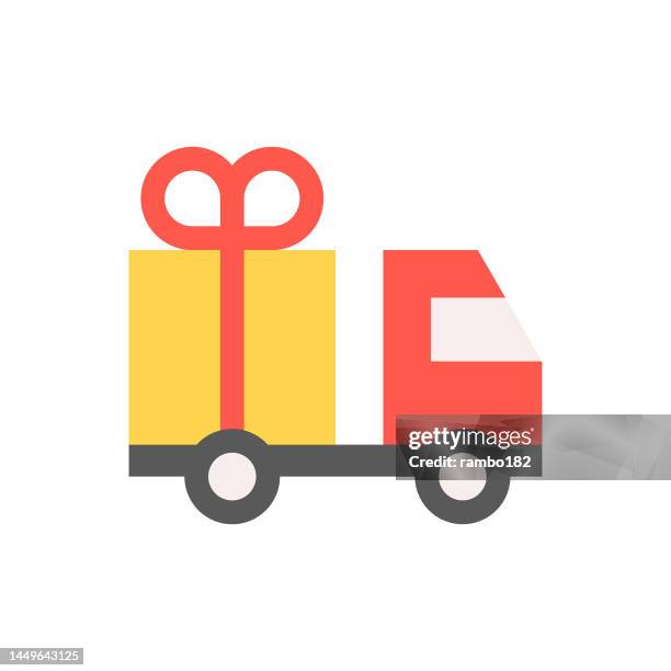 gift delivery flat design style vector icon. pixel perfect. for mobile and web. - car covered stock illustrations
