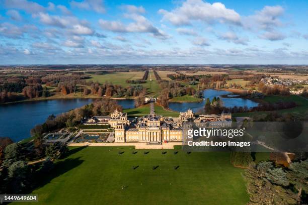 Aerial picture of the Blenheim castle and gardens.