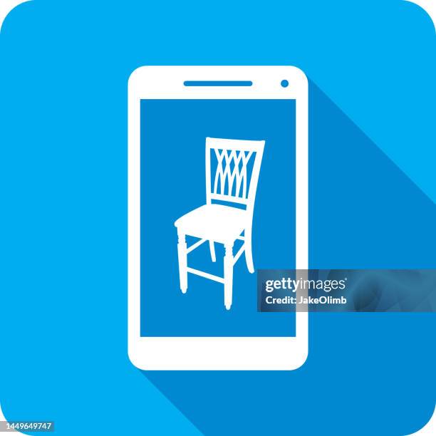 chair smartphone icon silhouette 2 - dining hall stock illustrations