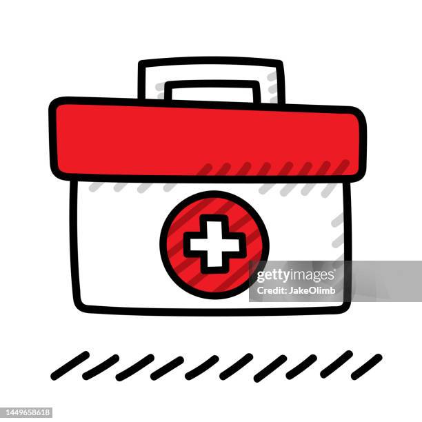 medical kit doodle 6 - first aid kit box stock illustrations