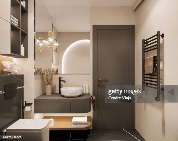 modernes badezimmer - bathroom lighting stock-fotos und bilder