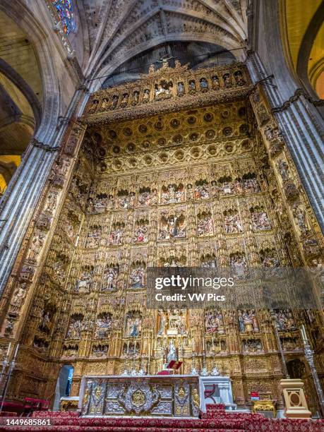 The Pierre Dancart altarpiece inside of Seville Cathedral Seville, Spain.