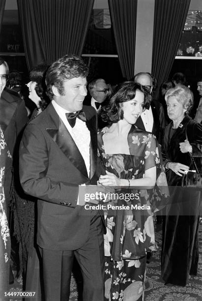 William Shatner and Marcy Lafferty attend an American Film Institute event at the Beverly Hilton Hotel in Beverly Hills, California, on March 2, 1977.