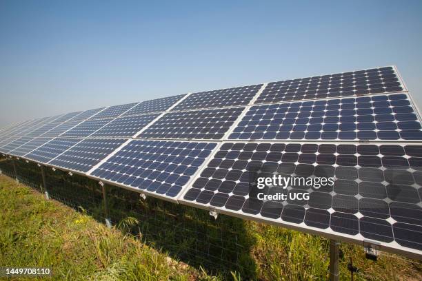 Solar Panels. Solar Power Plant. Area of Vulci. Province of Viterbo. Lazio. Italy. Europe Pannelli Solari. Centrale Elettrica A Pannelli Solari. Zona...