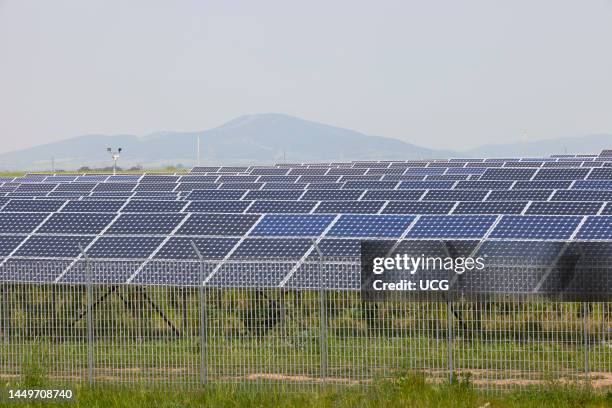 Solar Panels. Solar Power Plant. Area of Vulci. Province of Viterbo. Lazio. Italy. Europe Pannelli Solari. Centrale Elettrica A Pannelli Solari. Zona...