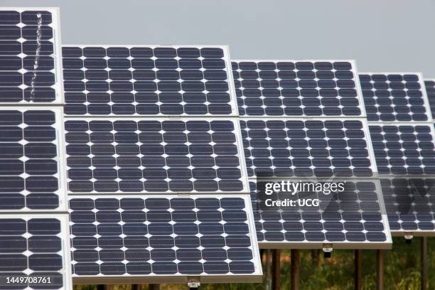 Solar Panels. Solar Power Plant. Area of Vulci. Province of Viterbo. Lazio. Italy. Europe Pannelli Solari. Centrale Elettrica A Pannelli Solari. Zona...