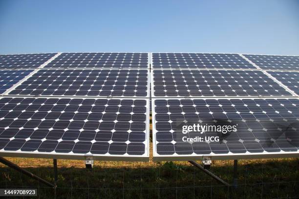 Solar Panels. Solar Power Plant. Area of Vulci. Province of Viterbo. Lazio. Italy. Europe Pannelli Solari. Centrale Elettrica A Pannelli Solari. Zona...