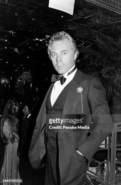 Giorgio Armani attends a fashion show and party at the Pierre Ballroom in New York City on April 19, 1977.