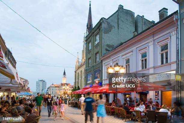Europe. Serbia. Vojvodina. Novi Sad. Old Town By Night. Pedestrian Zone. Zmaj Jovina Steet. Night Life Europa. Serbia. Volvodina. Novi Sad. Citta...