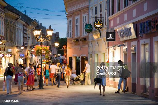 Europe. Serbia. Vojvodina. Novi Sad. Old Town By Night. Pedestrian Zone. Night Life Europa. Serbia. Volvodina. Novi Sad. Citta Antica di Notte. Zona...