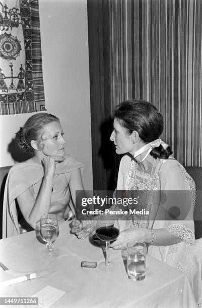 Constance Towers and Jacqueline de Croisset attend a party at Raga's in New York City on May 2, 1977.