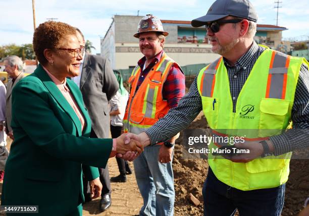 Karen Bass construction site visit Housing Accessibility and Distribution