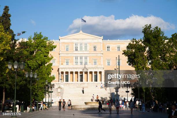 Parliament Building. Syntagmatos Square. Syntagma District. Athens. Greece. Europe Palazzo Del Parlamento. Piazza Syntagmatos. Quartiere Syntagma....