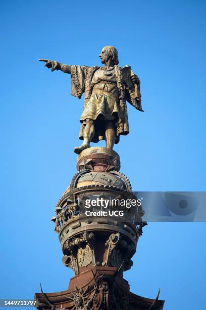 Monument To Christopher Columbus. Plaza Portal De La Pau. Barcelona. Catalonia. Spain. Europe Monumento A Cristoforo Colombo. Plaza Portal De La Pau....