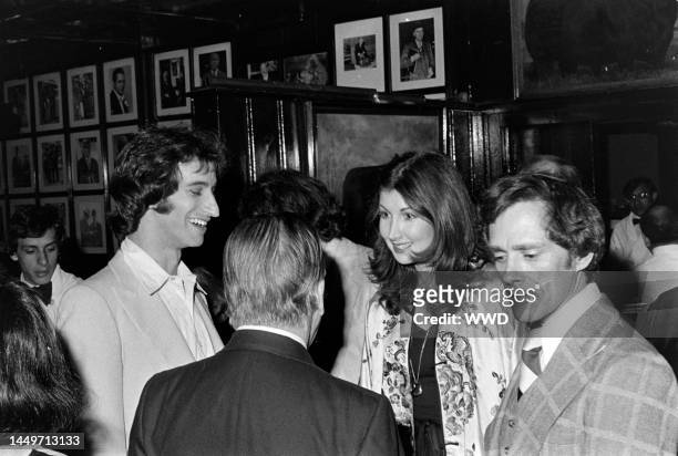 Lenny Baker and Joanna Gleason attend a party at Gallagher's in New York City on April 18, 1977.
