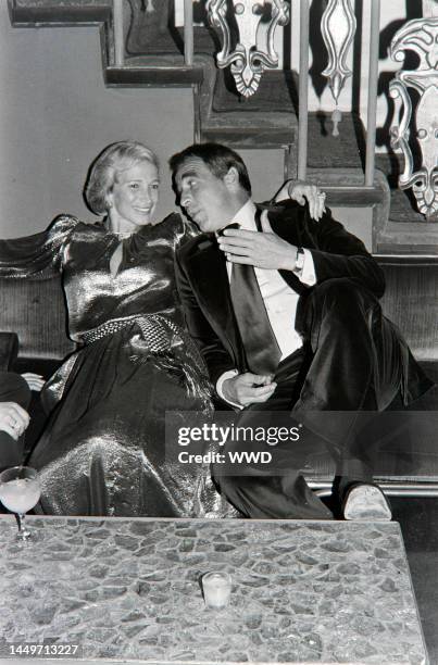 Gladyce Begelman and Daniel Melnick attend a party, hosted by Columbia Pictures President David Begelman and his wife, Gladyce Begelman, at Tony...